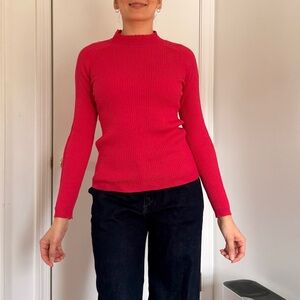 Bright Pink Ribbed Long Sleeve Sweater